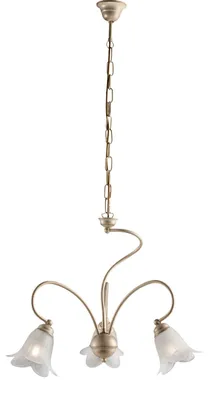 Image de Lustre Alice Ivoire, Déco Or Antique, Verre Albâtre D.14, 3 Lumières D.50 Cm, Idéal Salle À Manger Vintage