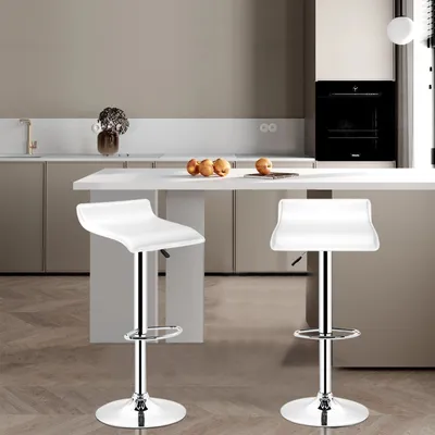Produktbild von 2er-Set Barhocker aus Kunstleder stylischer Tresenhocker höhenverstellbar Weiß