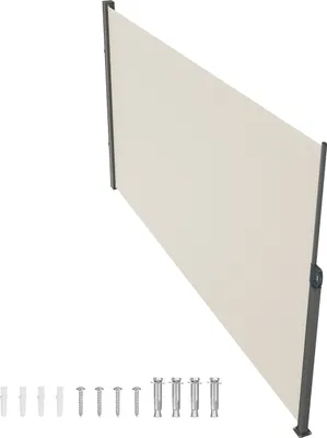 Obrázek produktu pro SucceBuy Zatahovací boční markýza, 160 x 298 cm zástěna pro venkovní použití, voděodolná přepážka a větrná clona ze 180 g polyesteru pro terasu, zahradu, balkon, béžová barva
