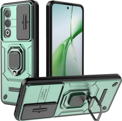 Obrázek produktu pro Pouzdro pro OnePlus Nord CE4 5G dvouvrstvé pouzdro s posuvnou ochranou kamery a držákem prstenu, stojánek zelené