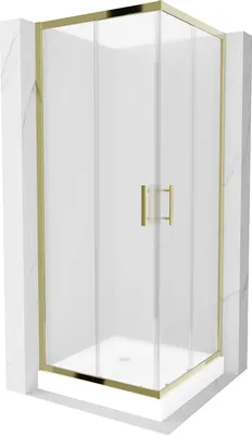 Zdjęcie produktu dla Mexen Rio kabina prysznicowa kwadratowa 70 x 70 cm, szron, złota + brodzik Rio, biały - 860-070-070-50-30-4510