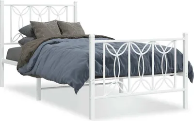 Obrázok produktu pre vidaXL Detská posteľ s čelom a nohami kovová biela 90x190 cm