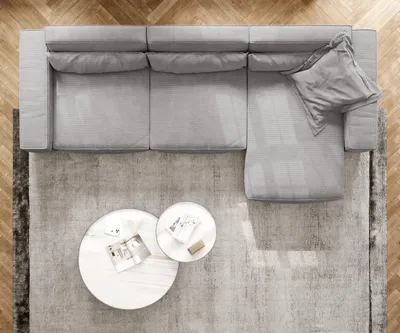 Produktbild von DELIFE Ecksofa Sirpio XL 370x170 cm Cord Silbergrau Recamiere variabel