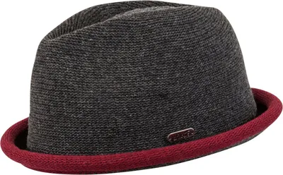 Chillouts leichter Stoff Pork Pie  Boston Hat in Strick-Optik in grau