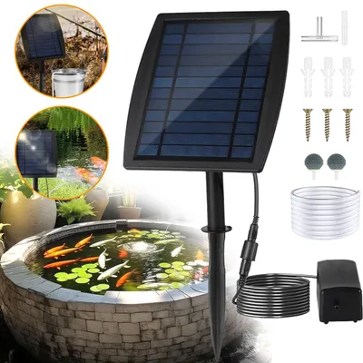 Produktbild von Solar Teichbelüfter 2.5W Solar Sauerstoffpumpe Aquarium Oxygenator Luftpumpe Sauerstoffbeluefter Angelbeluefter mit Rohr Luftblasensteinen für Garten