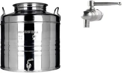 Edelstahlbehälter 30 Liter mit Deckeldichtung und Wasserhahn