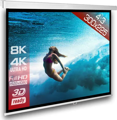Produktbild von 4:3 Slenderline Heimkino Beamer Rolloleinwand 305 x 244 (299x224)cm / Gehäuselänge 320 cm / FULL HD / 3D / 4K / HDTV / manuelle Leinwand