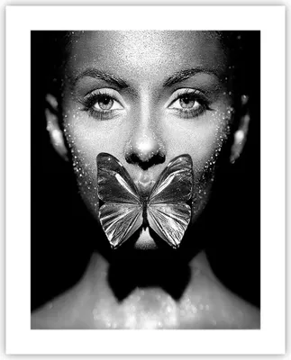 Produktbild von Poster - Poster ohne Rahmen - Frau Schmetterling Mund - 40x50 cm - Wand Bild - Wanddeko - Wandbilder - Kunstposter - Wandposter - Bilder - Kunstdruck - Wanddekoration - Wandbild - P2XPA40x50-4637