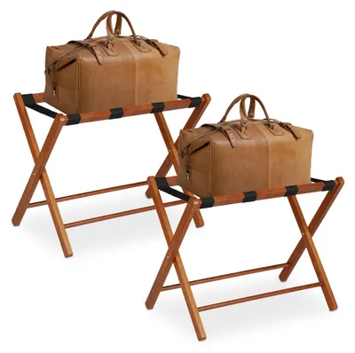 Produktbild von Kofferständer Holz 2er Set klappbar Gepäckablage 54x66x48 cm natur Hotel
