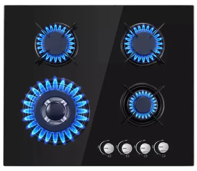 Immagine prodotto di Piano cottura in vetroVetroceramica a gas a 4 fuochi - Piano cottura da incasso EUAEB-B04 - Per gas naturale e propano (GPL) - Accensione elettrica - 220 V - 3400 W