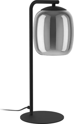 Produktbild von EGLO Tischlampe Ciampino, Nachttischlampe mit Rauchglas Lampenschirm, Tischleuchte aus Metall in Schwarz und Glas bedampft in Grau, E27 Fassung, 45 cm