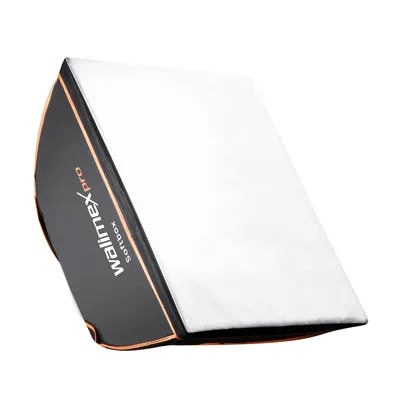 Produktbild von Walimex pro Softbox Orange Line 40x40, um 360° drehbar, einfacher Aufbau, inkl. Diffusoren und Transporttasche, ideal für Produkt- und Peoplefotografie - schwarz-weiß