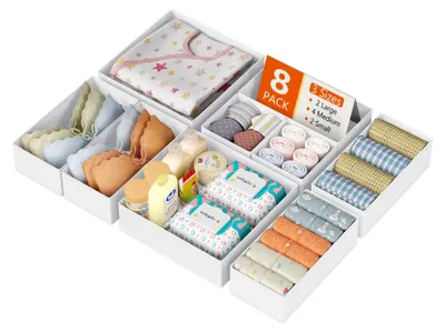 Schubladen-Organizer, 8er-Set, Vliesstoff, Weiß, faltbar