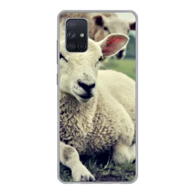 Produktbild von MuchoWow® Handyhülle Schutzhülle Hülle für Samsung Galaxy A71 Schaf - Lamm - Gras Silikon Softcase Handy Hülle - Kartenbesitzer