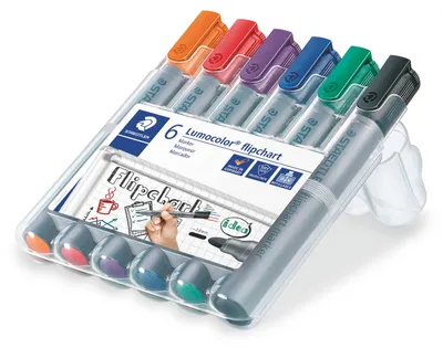 Zdjęcie produktu dla Staedtler 356 WP6, 6 szt., Czarny, Niebieski, Zielony, Pomarańczowy, Czerwony, Fioletowy, Szary, Polipropylen (PP), 2 mm