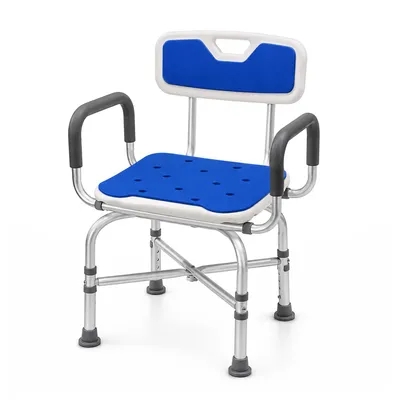 Produktbild von Duschhocker 360° drehbar, mit Armlehnen und Rückenlehne, höhenverstellbar belastbar bis 181,4 kg