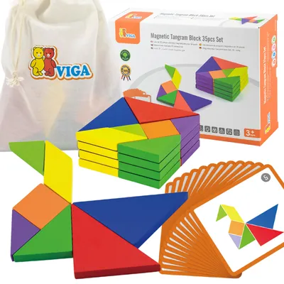 Image de VIGA Tangram : jeu de réflexion en bois, puzzle