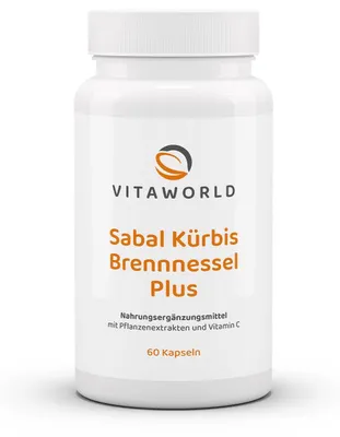 Immagine prodotto di Vitaworld Sabal-Zucca-Ortica Plus | 60 capsule | Complesso di estratti vegetali con fitosteroli derivati dalla palma nana | vegano