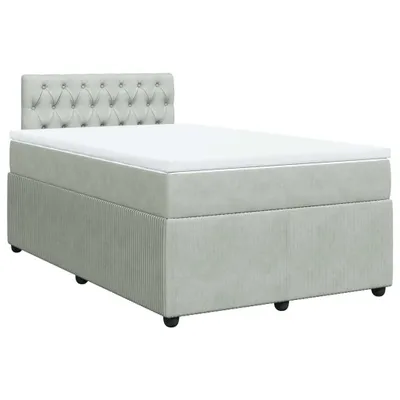 Produktbild von Boxspringbett mit Matratze Hellgrau 120x200 cm Samt