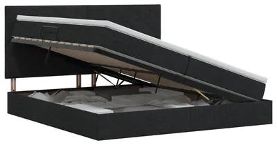 Obrázok produktu pre vidaXL Úložná posteľ s matracom čierna 200 x 200 cm látka