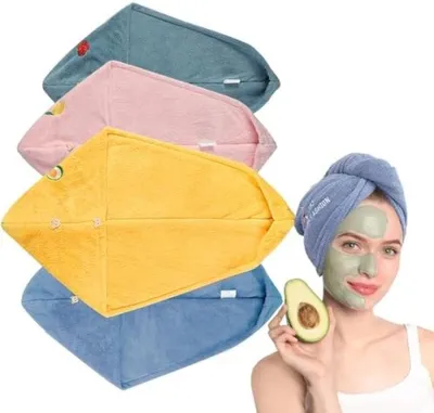 Produktbild von PromoHome® Mikrofaser Haartuch Turban Set aus 4 - Schnell trocknendes Haartuch mit Knoten für Frauen, Kinder, alle Haartypen - weicher