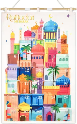 Image de Calendrier de l'Aïd pour le Ramadan - Calendrier de l'Aïd réutilisable en tissu pour le Ramadan, avec 30 jours - Décorations pour le Ramadan pour la maison