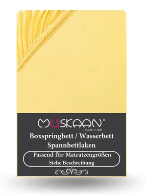 Produktbild von Premium Jersey Spannbettlaken 180x200 cm - 200x220 cm + 40 cm Boxspringbett mit Elasthan gelb