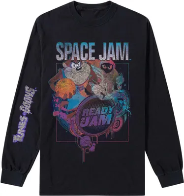 Produktbild von Space Jam: A New Legacy - "Ready 2 Jam" T-Shirt für Herren/Damen Uni  Langärmlig RO9316 (S) (Schwarz)