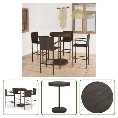 Produktbild von The Living Store 5-tlg. Gartenbar-Set Poly Rattan Braun