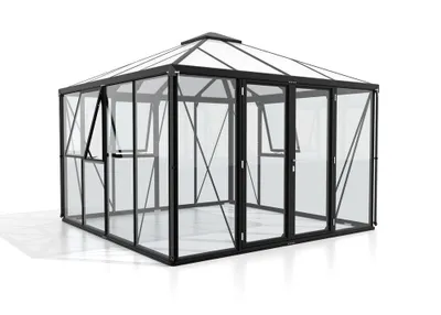 Produktbild von Vitavia Gewächshaus-Pavillon "Fortuna" schwarz 3 mm ESG, 10 mm HKP