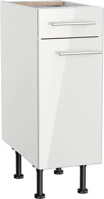 Produktbild von Optifit Unterschrank mit Schublade und Drehtür Rurik986 BxTxH 30 x 58,4 x 87 cm weiß glänzend zerlegt Anschlag reversibe