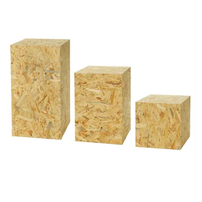 Produktbild von Dekosäule aus OSB, Blumensäule für Wohnzimmer, Pflanzenständer, Modernes Podest für Dekoration, Stabiler Sockel, 40+60+80/40 cm Satz von Drei