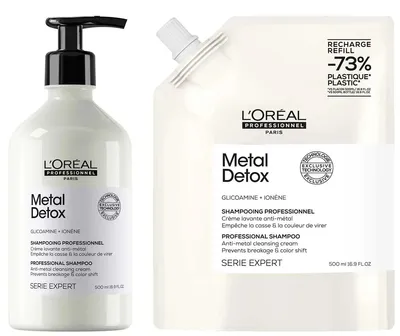 Productafbeelding van L'Oréal Professionnel - Metal Detox Shampoo 500 ml + Refill Shampoo 500 ml - Set