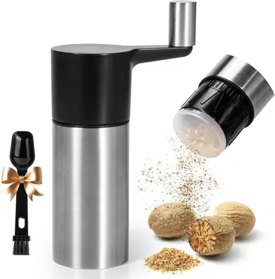 Produktbild von Manuelle Muskatnussmühle, Edelstahl, mit Handkurbel, Schwarz, für Küchengebrauch