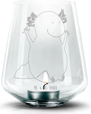Produktbild von Mr. & Mrs. Panda Kerzenglas Axolotl Hurra - Transparent - Geschenk, Glas Windlicht, Teelichthalter, Motivation, Laterne, Lurch, gravur