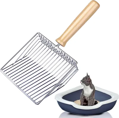 Produktbild von Katzenstreu Entsorgungseimer Schaufel, Katzenstreu Schaufel Metall, Streuschaufel Katzenklo, Katzenstreuschaufel Metall Streuschaufel Schaufel Edelstahl für Haustier (Silber/7mm)