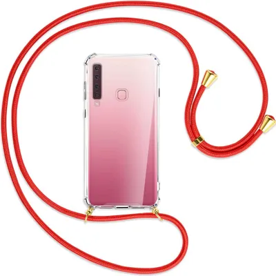 Produktbild von Handykette Backcover-Schutzhülle mit Band (Metall goldfarben) für Samsung Galaxy A9 2018 - rot