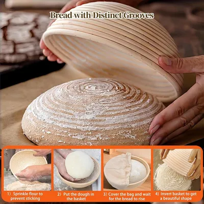 Produktbild von Gärkorb rund, 23 cm, mit Leinenbezug, für Sauerteigbrot