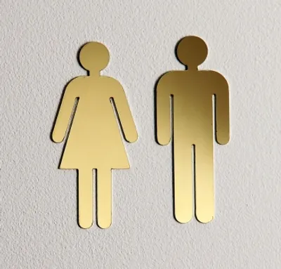 Produktbild von Türschild Set Edelstahl glänzend, goldfarben "Frau + Mann"