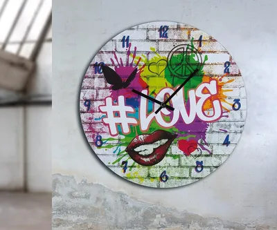 Produktbild von Gilde MDF Wanduhr Street Art " Love " 44386