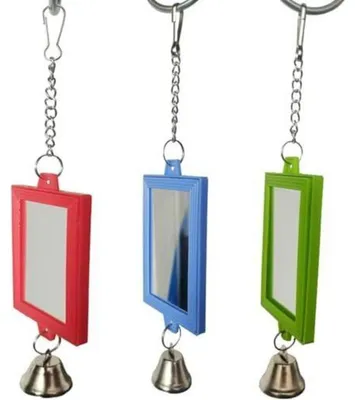 Image de Miroir avec clochette pour perruches et cacatoès, jouet interactif pour cage (1 pièce, couleur aléatoire)