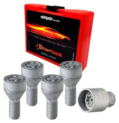 Immagine prodotto di Set di 4 bulloni antifurto per cerchi in lega, colore grigio, compatibili con BMW X5 dal 2007, filettatura M14x1,25