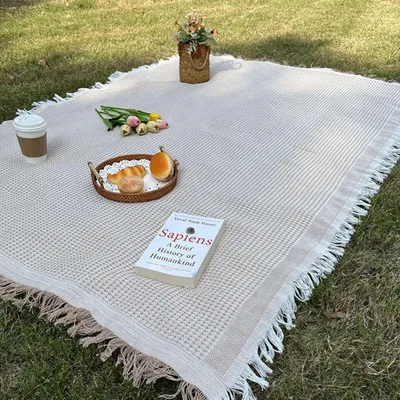 Produktbild von 90 x 180cm Picknickmatte, Campingdecke Teppiche Decken Picknickdecke Sofamatte Reiseteppich Stranddecke Strandmatte Kaffee