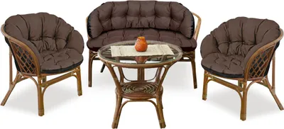 Zdjęcie produktu dla Zestaw ogrodowy 2x122x40cm + 190x40cm na krzesło kanapę huśtawkę meble rattanowe wodoodporny brązowy