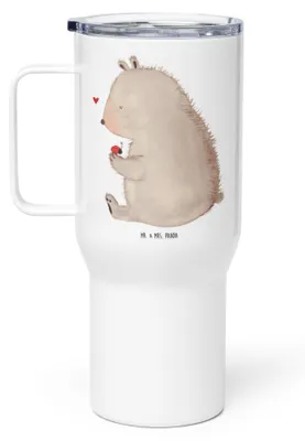 Produktbild von Mr. & Mrs. Panda Teetasse Bär Marienkäfer - Weiß - Geschenk, To-Go-Becher, thermosbecher, Teddy, Liebe, Motivation, Freiheit, Kaffee-to-go-Becher, Reisebecher