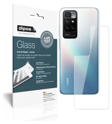 Produktbild von 2x Schutzfolie für Xiaomi Redmi 10 Rückseite - Anti-Shock 9H Folie dipos Glass