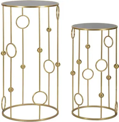 Zdjęcie produktu dla FURNLUX Stolik kawowy klatka złoty 50cm (2 szt.) / Kolor główny: złoty / Wymiary: 50 x 100 x 50 cm