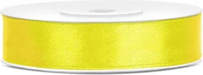 Image de Ruban cadeau satin jaune 25m 12mm de large