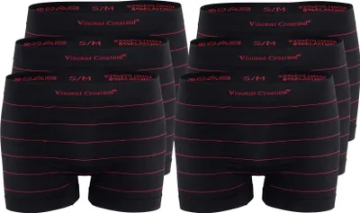 Produktbild von Vincent Creation® Boxershorts 6er Pack, Seamless, Nadelstreifen S/M schwarz/rot