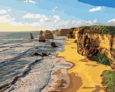 Image de Zuty - Peinture par numéros - COUCHER DE SOLEIL SUR LES DOUZE APÔTRES D'AUSTRALIE, 40 x 50 cm, sans cadre et sans toile tendue